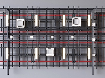 现代吊顶 工业风管道吊顶 空调管道天花吊顶 通风消防管道吊顶 新风管道