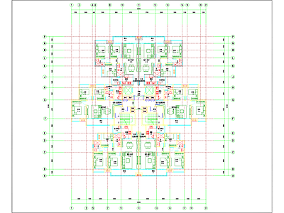 现代住宅楼建筑 T6户型 施工图