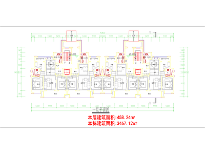 现代住宅楼建筑 T2双拼洋房 施工图