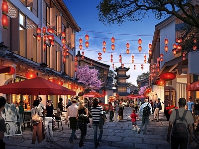 中式古建 古建商业街 古建塔