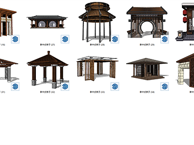 新中式中式亭子 六角亭 四角亭 八角亭 圆亭 异形亭