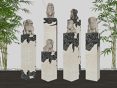 新中式柱子 石雕拴马桩 青石仿古栓马柱 新中式装饰柱子 拴马石