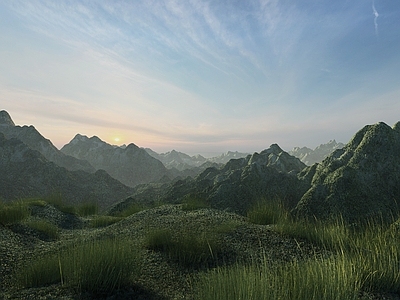 现代其他景观 现代山地山脉 山峰山地地形 群山大地形 自然群山背景 山体微地形