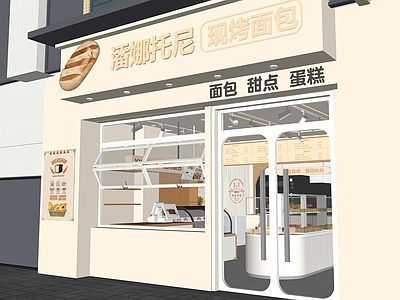 现代新中式甜品面包店 面包 奶茶 饼干 咖啡 店铺