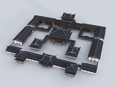 新中式中式古建 中式古建 中式会馆寺庙 宫殿