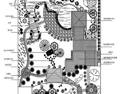 现代中式屋顶花园 花园景观 施工图
