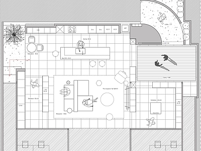 其他工装空间 100㎡木作展厅 展厅空间 平面布置图 施工图