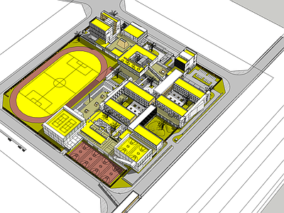 现代学校建筑 中小学 教学楼学校