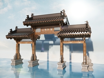 现代新中式牌坊牌楼 牌坊 大门 入口大门 寨门