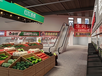 现代水果店 菜市场 水果市场 生鲜水果店 菜市场门头店 市场批发区