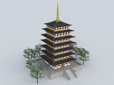 新中式中式古建 中式古建塔 七层塔 新中式宝塔