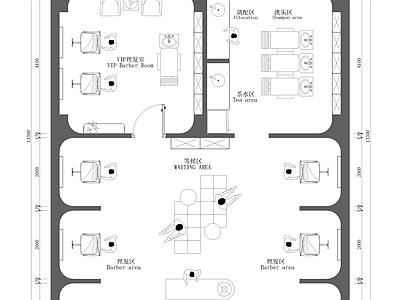 现代理发店 理发店平面布置图 施工图