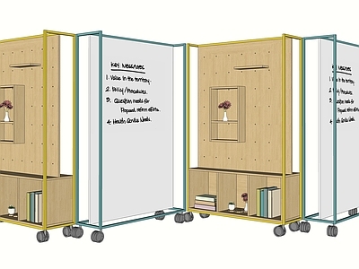 现代置物架 移动屏风 移动白板