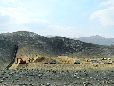 现代其他景观 现代山地施工动画 施工场地 工程车挖掘机 建筑工地 采矿区采矿场