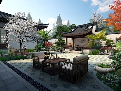 中式小区景观 中式庭院全套施工 施工图 居住区景观
