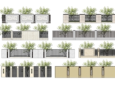 现代庭院小品 景观围墙