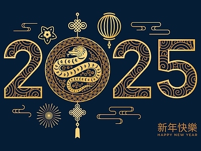 新中式纸书本 蛇年海报 新年壁画