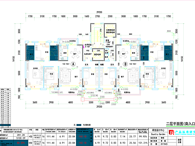 现代住宅楼建筑 劳斯莱斯洋房户型 140㎡T2四房 施工图