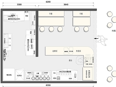 现代奶茶店 奶茶店 咖啡店 平面图