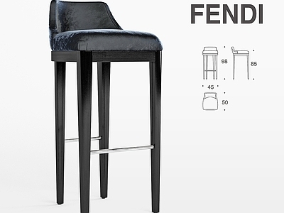 现代轻奢吧椅 Fendi 布椅 木椅 高脚凳