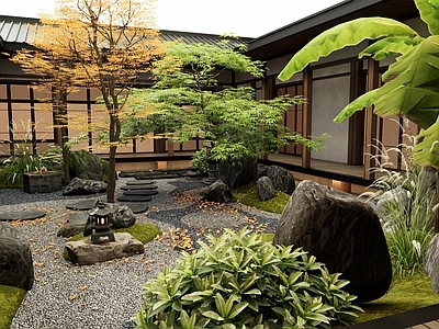 日式禅意庭院 乡村庭院 民宿庭院 别墅庭院 枯山水 植物景观