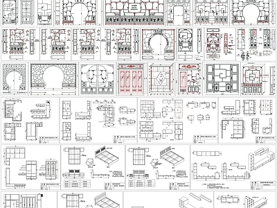 现代综合家具图库 博古柜 床 电视柜 酒柜 浴室柜 施工图