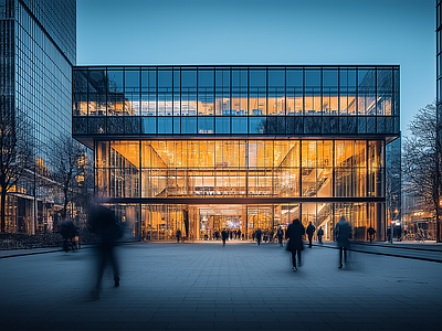 现代街道外景 商业街外景 夜晚城市街道外景