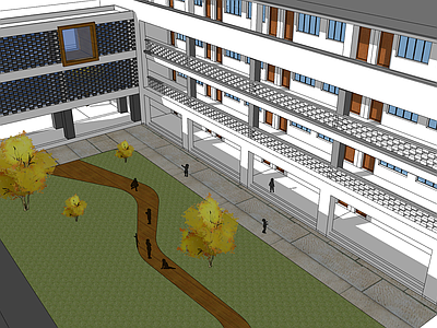 现代学校建筑 教学楼学校 中小学