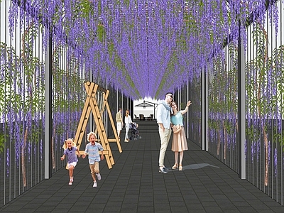 藤蔓 花架爬藤植物廊架 紫罗兰紫藤廊架 爬藤攀爬植物花架 花墙藤蔓廊架藤蔓 葡萄廊架藤蔓花架