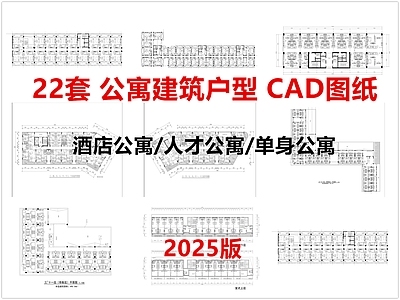 现代公寓 公寓户型建筑平面 公寓平面 酒店公寓 人才公寓 单身公寓 施工图