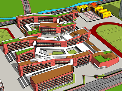 现代学校建筑 教学楼学校 中小学