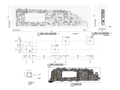 现代景墙 浮雕景墙 施工图