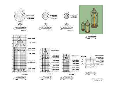 景观节点 鸟笼灯 施工图