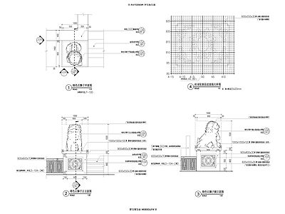 景观节点 石狮子 施工图