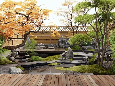 新中式庭院 乡村庭院 庭院水景 景观石头 植物景观 景观树