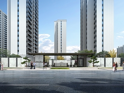 新中式住宅楼建筑 新中式大门 钢结构大门 新亚洲小区大门 施工图
