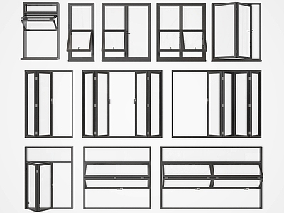 现代窗 平开窗 推拉窗 折叠窗 窗户 窗