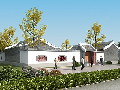 新中式古建 古建 四合院 门头 围墙