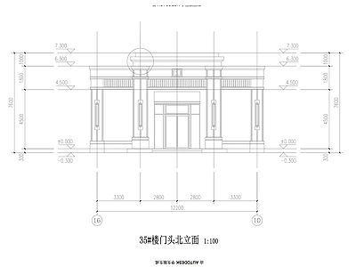 现代住宅楼建筑 住宅门头图纸大全 施工图