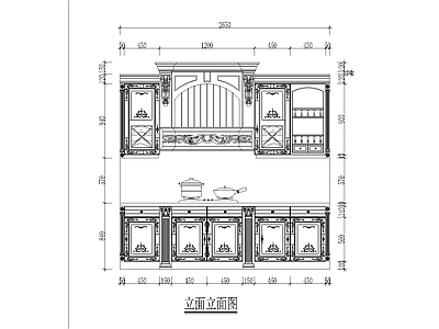 美式综合家具图库 古典美式雕花橱柜 动态图块 施工图