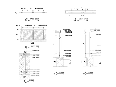 现代栏杆 玻璃栏杆标准段 施工图