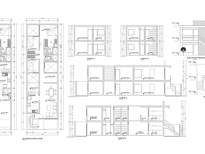 现代住宅楼建筑 自建房 人才公寓 一层自建房 两层独立房屋平面 施工图
