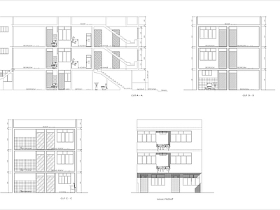 现代住宅楼建筑 三个独立层的住宅 自建房 第四代住宅 一层自建房 人才公寓 施工图