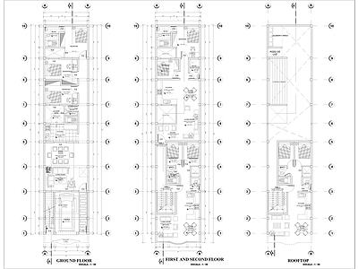 现代住宅楼建筑 四层住宅项目平面 自建房 第四代住宅 施工图
