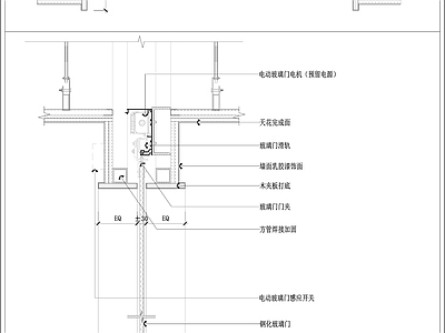 现代其他节点详图 感应推拉门 玻璃门 办公室门 入墙式口袋门 施工图