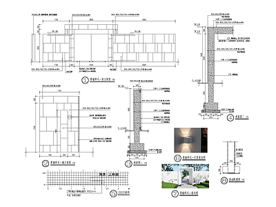 现代景墙 入口景墙 施工图