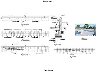 现代景墙 流水景墙 施工图