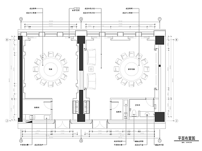 现代中餐厅 豪华包厢平面布置 餐厅包 施工图