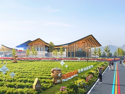 现代小公建 文化中心 民族特色建筑 滨河建筑 景观建筑