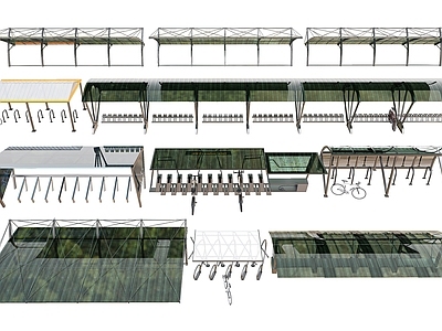 现代遮阳棚 停车棚 非机动车棚 单车棚 自行车停车棚 停车场停车棚